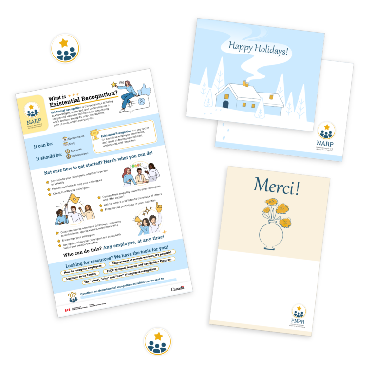 Banner showing a NARP infographic, greeting cards, and branding